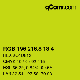 カラーコード: RGB 196 216.8 18.4 | qconv.com