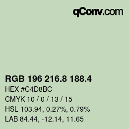 カラーコード: RGB 196 216.8 188.4 | qconv.com