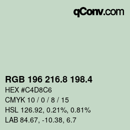 カラーコード: RGB 196 216.8 198.4 | qconv.com