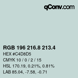 カラーコード: RGB 196 216.8 213.4 | qconv.com