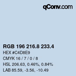 カラーコード: RGB 196 216.8 233.4 | qconv.com