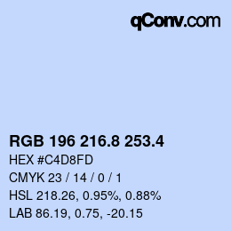 カラーコード: RGB 196 216.8 253.4 | qconv.com