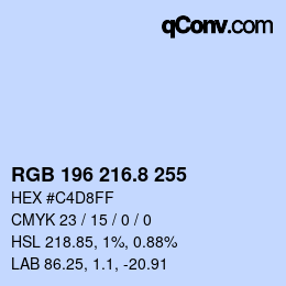カラーコード: RGB 196 216.8 255 | qconv.com
