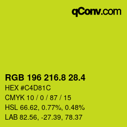 カラーコード: RGB 196 216.8 28.4 | qconv.com