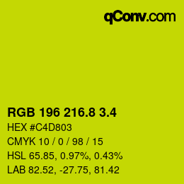 カラーコード: RGB 196 216.8 3.4 | qconv.com