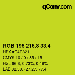 カラーコード: RGB 196 216.8 33.4 | qconv.com