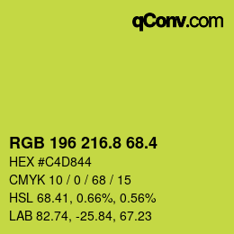 カラーコード: RGB 196 216.8 68.4 | qconv.com