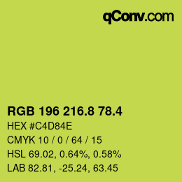 カラーコード: RGB 196 216.8 78.4 | qconv.com