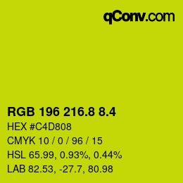 カラーコード: RGB 196 216.8 8.4 | qconv.com
