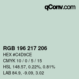 カラーコード: RGB 196 217 206 | qconv.com