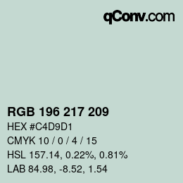颜色代码: RGB 196 217 209 | qconv.com