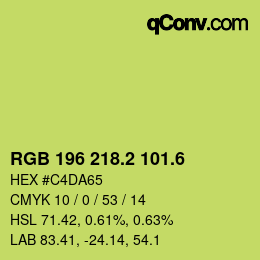 カラーコード: RGB 196 218.2 101.6 | qconv.com