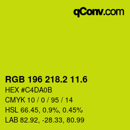 カラーコード: RGB 196 218.2 11.6 | qconv.com
