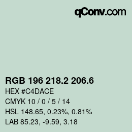 カラーコード: RGB 196 218.2 206.6 | qconv.com