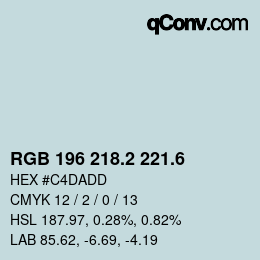 カラーコード: RGB 196 218.2 221.6 | qconv.com