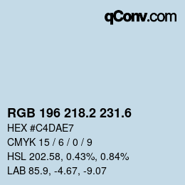 カラーコード: RGB 196 218.2 231.6 | qconv.com