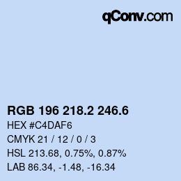 カラーコード: RGB 196 218.2 246.6 | qconv.com