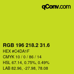 カラーコード: RGB 196 218.2 31.6 | qconv.com