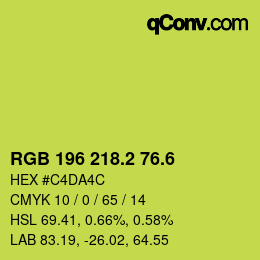 カラーコード: RGB 196 218.2 76.6 | qconv.com