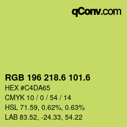 カラーコード: RGB 196 218.6 101.6 | qconv.com