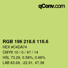 カラーコード: RGB 196 218.6 116.6 | qconv.com