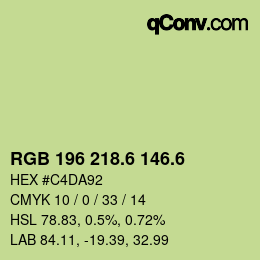 カラーコード: RGB 196 218.6 146.6 | qconv.com