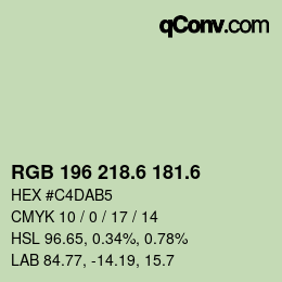 カラーコード: RGB 196 218.6 181.6 | qconv.com