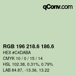 カラーコード: RGB 196 218.6 186.6 | qconv.com