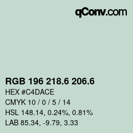 カラーコード: RGB 196 218.6 206.6 | qconv.com