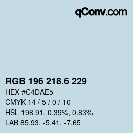 カラーコード: RGB 196 218.6 229 | qconv.com