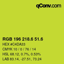 カラーコード: RGB 196 218.6 51.6 | qconv.com