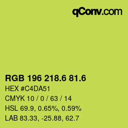 カラーコード: RGB 196 218.6 81.6 | qconv.com
