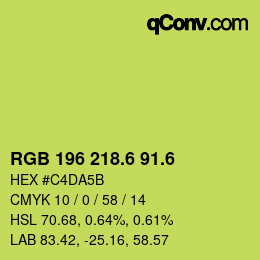 カラーコード: RGB 196 218.6 91.6 | qconv.com