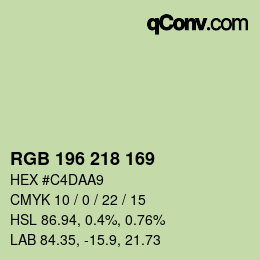 カラーコード: RGB 196 218 169 | qconv.com