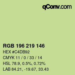 カラーコード: RGB 196 219 146 | qconv.com