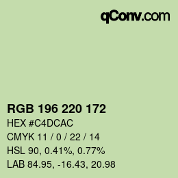 Color code: RGB 196 220 172 | qconv.com