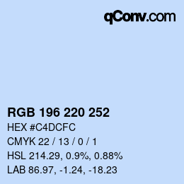 Color code: RGB 196 220 252 | qconv.com