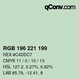 Color code: RGB 196 221 199 | qconv.com