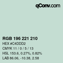 Color code: RGB 196 221 210 | qconv.com