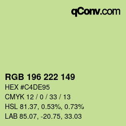 Color code: RGB 196 222 149 | qconv.com