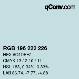 カラーコード: RGB 196 222 226 | qconv.com