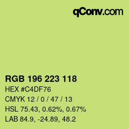 Color code: RGB 196 223 118 | qconv.com