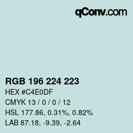 カラーコード: RGB 196 224 223 | qconv.com