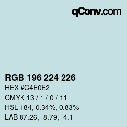 Color code: RGB 196 224 226 | qconv.com