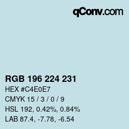 カラーコード: RGB 196 224 231 | qconv.com