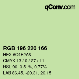 Color code: RGB 196 226 166 | qconv.com