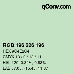カラーコード: RGB 196 226 196 | qconv.com