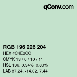 Color code: RGB 196 226 204 | qconv.com