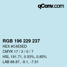 Farbcode: RGB 196 229 237 | qconv.com