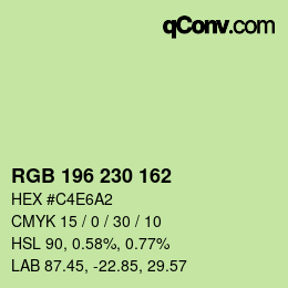 Color code: RGB 196 230 162 | qconv.com
